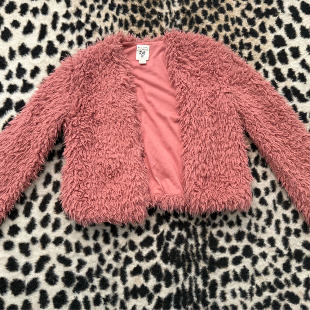 Billabong Dusty Pink Faux Fur Jacket - M